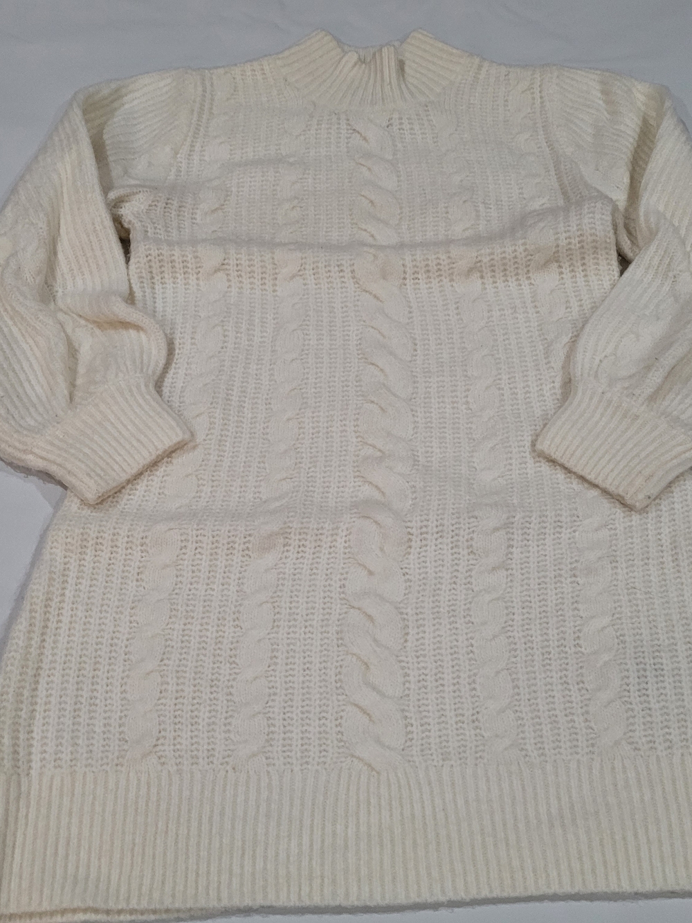 Abercrombie & Fitch Cream Cable Knit Turtleneck Sweater Dress